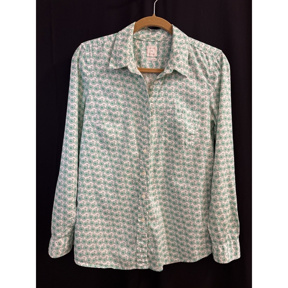 Women's Gap Long Sleeve Button Up Size S 100% Cotton Bicycle Pattern